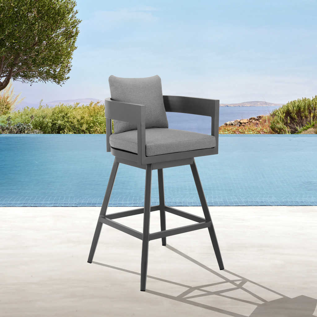 34-Inch Dark Gray Swivel Outdoor Bar Stool with Footrest 9 34-Inch Dark Gray Swivel Outdoor Bar Stool with Footrest - Image 9