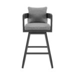 34-Inch Dark Gray Swivel Outdoor Bar Stool with Footrest 12 34-Inch Dark Gray Swivel Outdoor Bar Stool with Footrest