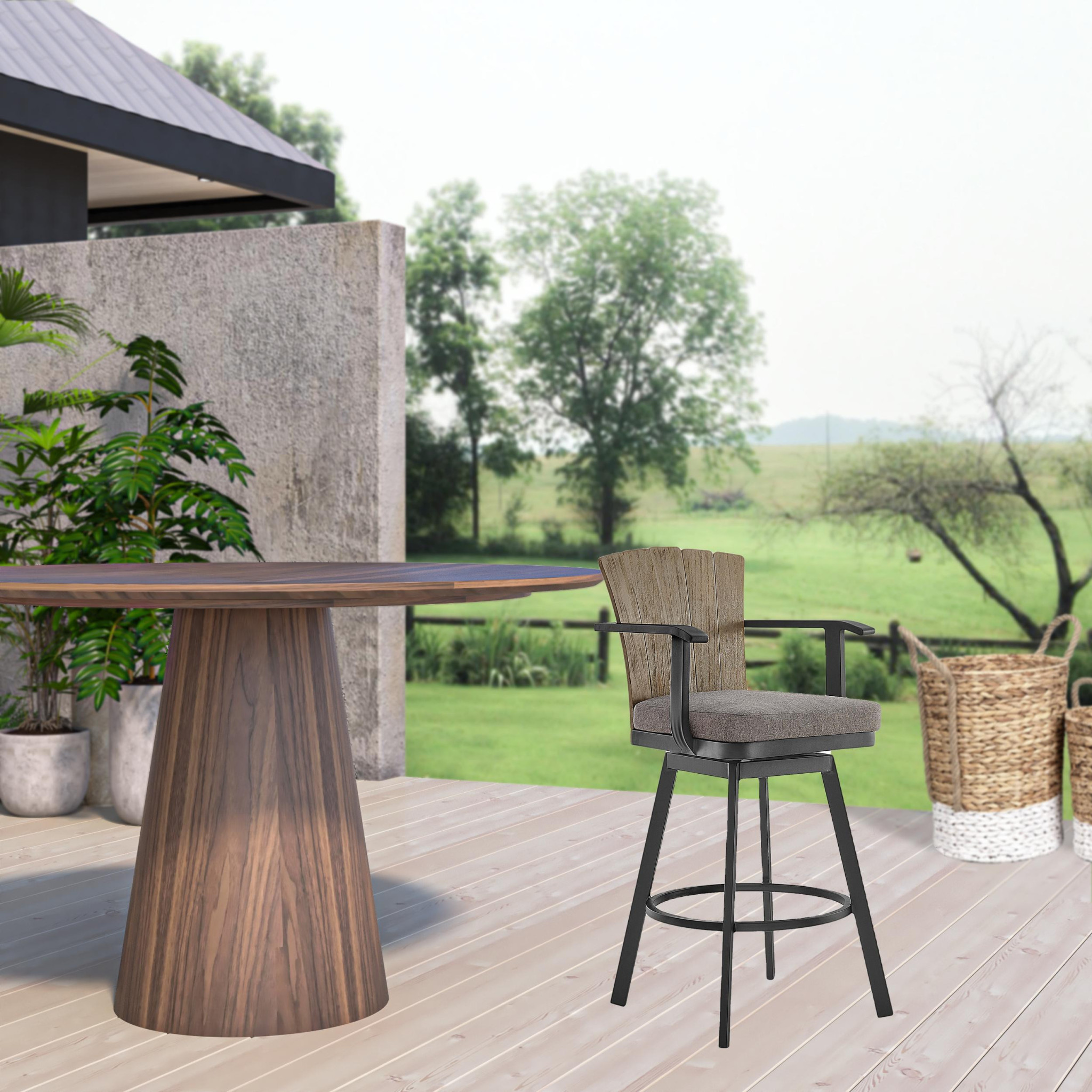 40-Inch Charcoal Metal Swivel Outdoor Bar Stool with Footrest 11 40-Inch Charcoal Metal Swivel Outdoor Bar Stool with Footrest