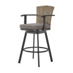 44-Inch Charcoal Swivel Outdoor Bar Stool with Footrest