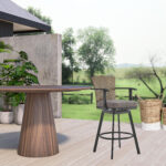 44-Inch Charcoal Swivel Outdoor Bar Stool with Footrest