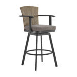 44-Inch Charcoal Swivel Outdoor Bar Stool with Footrest