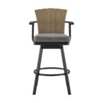 44-Inch Charcoal Swivel Outdoor Bar Stool with Footrest