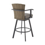 44-Inch Charcoal Swivel Outdoor Bar Stool with Footrest