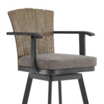 44-Inch Charcoal Swivel Outdoor Bar Stool with Footrest