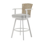 44-Inch Gray Metal Swivel Bar Stool with Footrest