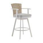 44-Inch Gray Metal Swivel Bar Stool with Footrest