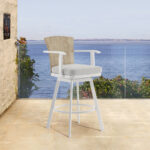 44-Inch Gray Metal Swivel Bar Stool with Footrest