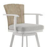 44-Inch Gray Metal Swivel Bar Stool with Footrest
