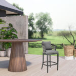 37-Inch Gray Metal Outdoor Counter Height Bar Stool with Footrest
