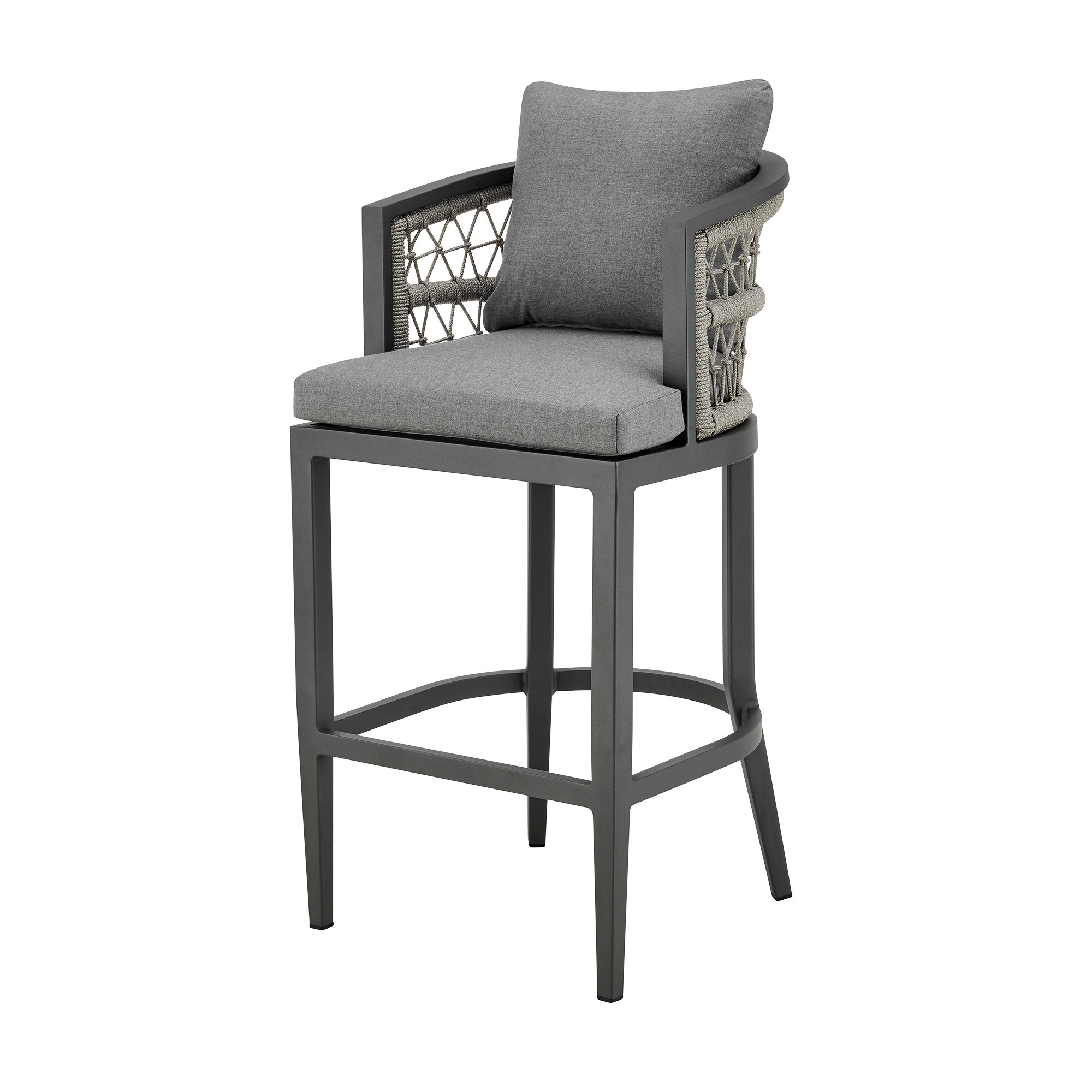 40-Inch Gray Metal Outdoor Bar Stool with Footrest 5 40-Inch Gray Metal Outdoor Bar Stool with Footrest - Image 5