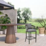 40-Inch Gray Metal Outdoor Bar Stool with Footrest 11 40-Inch Gray Metal Outdoor Bar Stool with Footrest