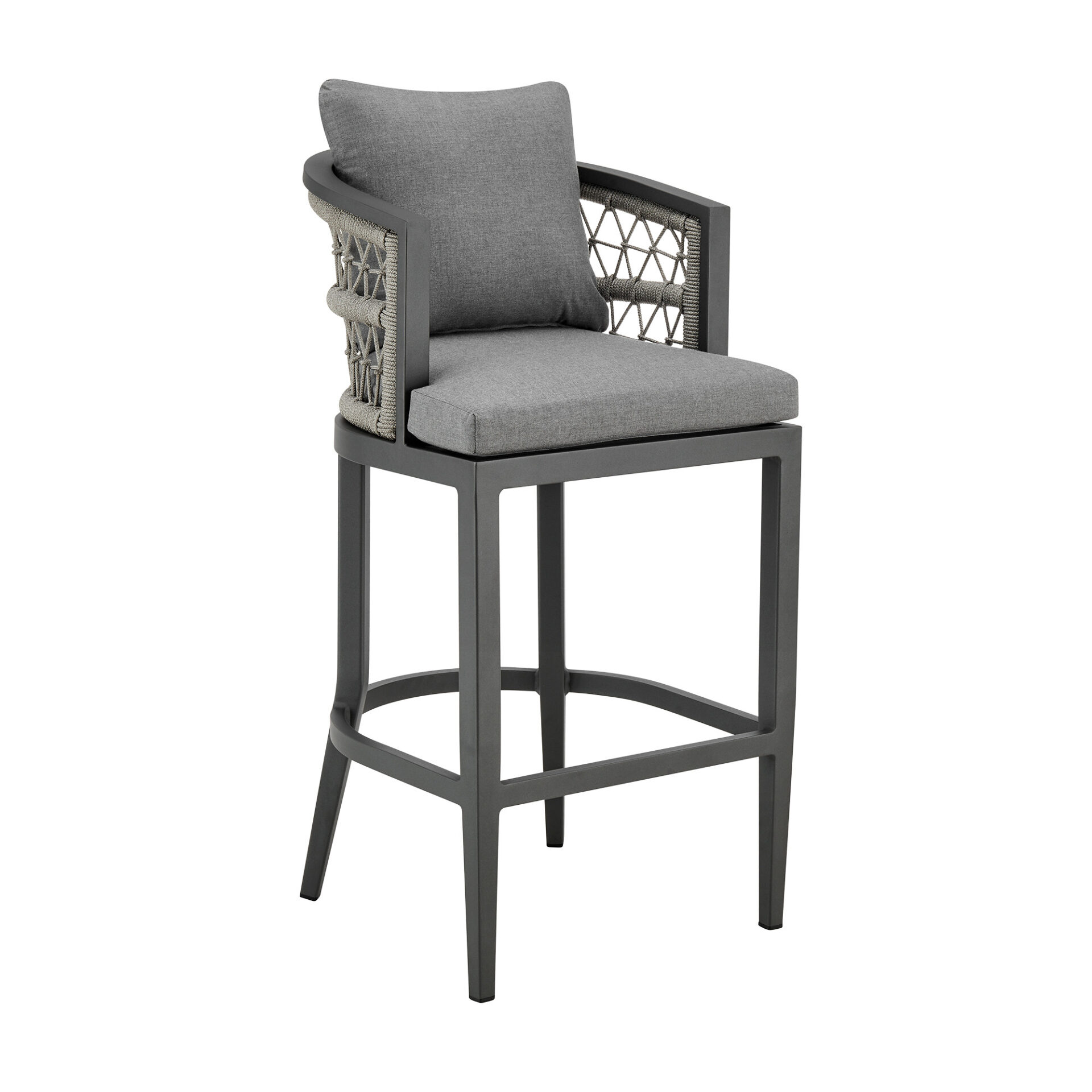 40-Inch Gray Metal Outdoor Bar Stool with Footrest 1 40-Inch Gray Metal Outdoor Bar Stool with Footrest