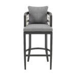 40-Inch Gray Metal Outdoor Bar Stool with Footrest 12 40-Inch Gray Metal Outdoor Bar Stool with Footrest