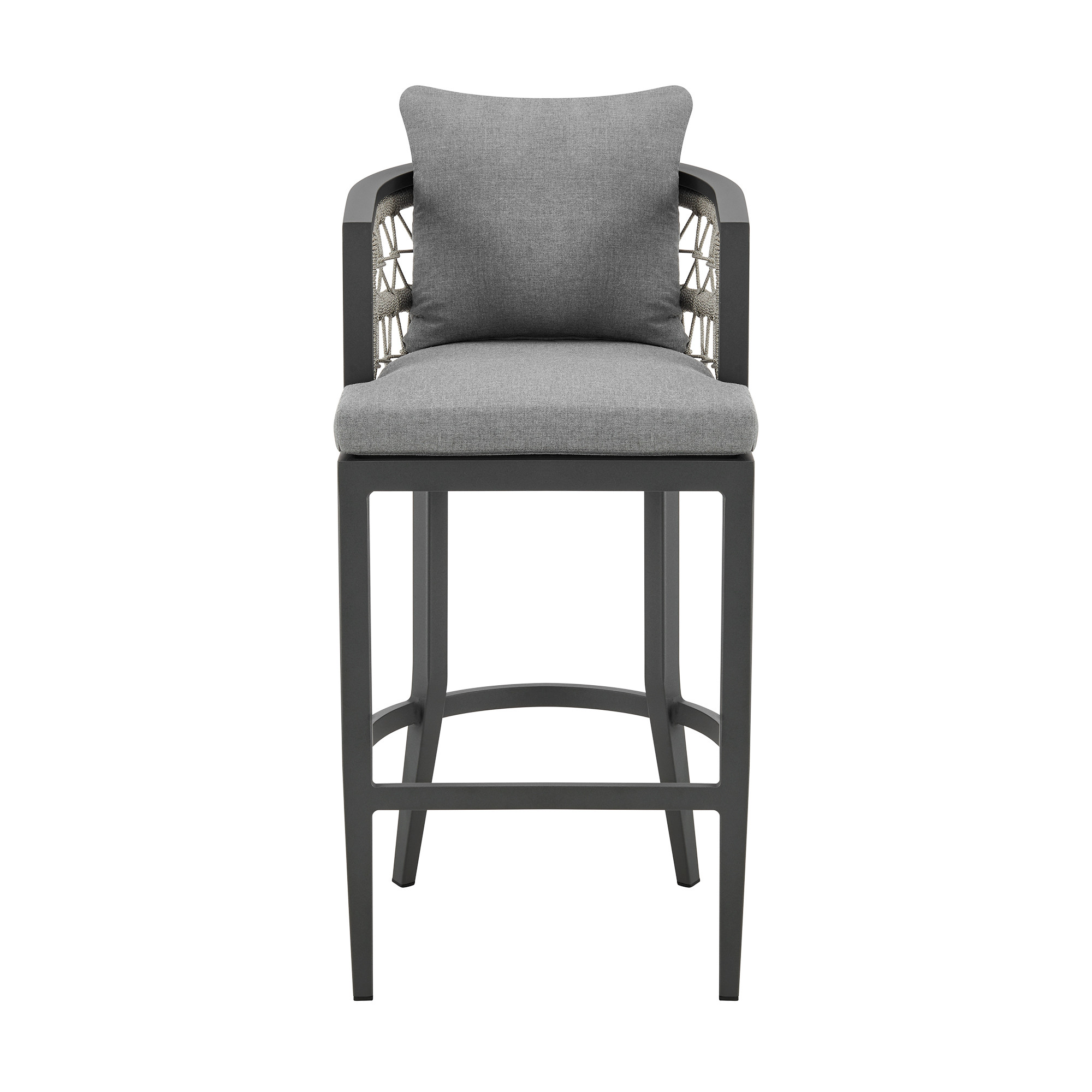 40-Inch Gray Metal Outdoor Bar Stool with Footrest 12 40-Inch Gray Metal Outdoor Bar Stool with Footrest