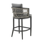 40-Inch Gray Metal Outdoor Bar Stool with Footrest 13 40-Inch Gray Metal Outdoor Bar Stool with Footrest