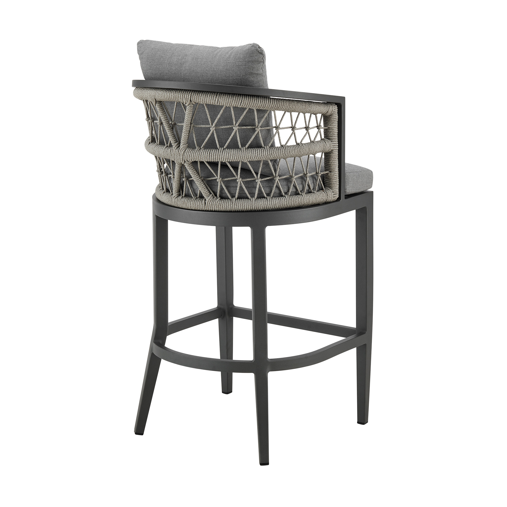40-Inch Gray Metal Outdoor Bar Stool with Footrest 13 40-Inch Gray Metal Outdoor Bar Stool with Footrest