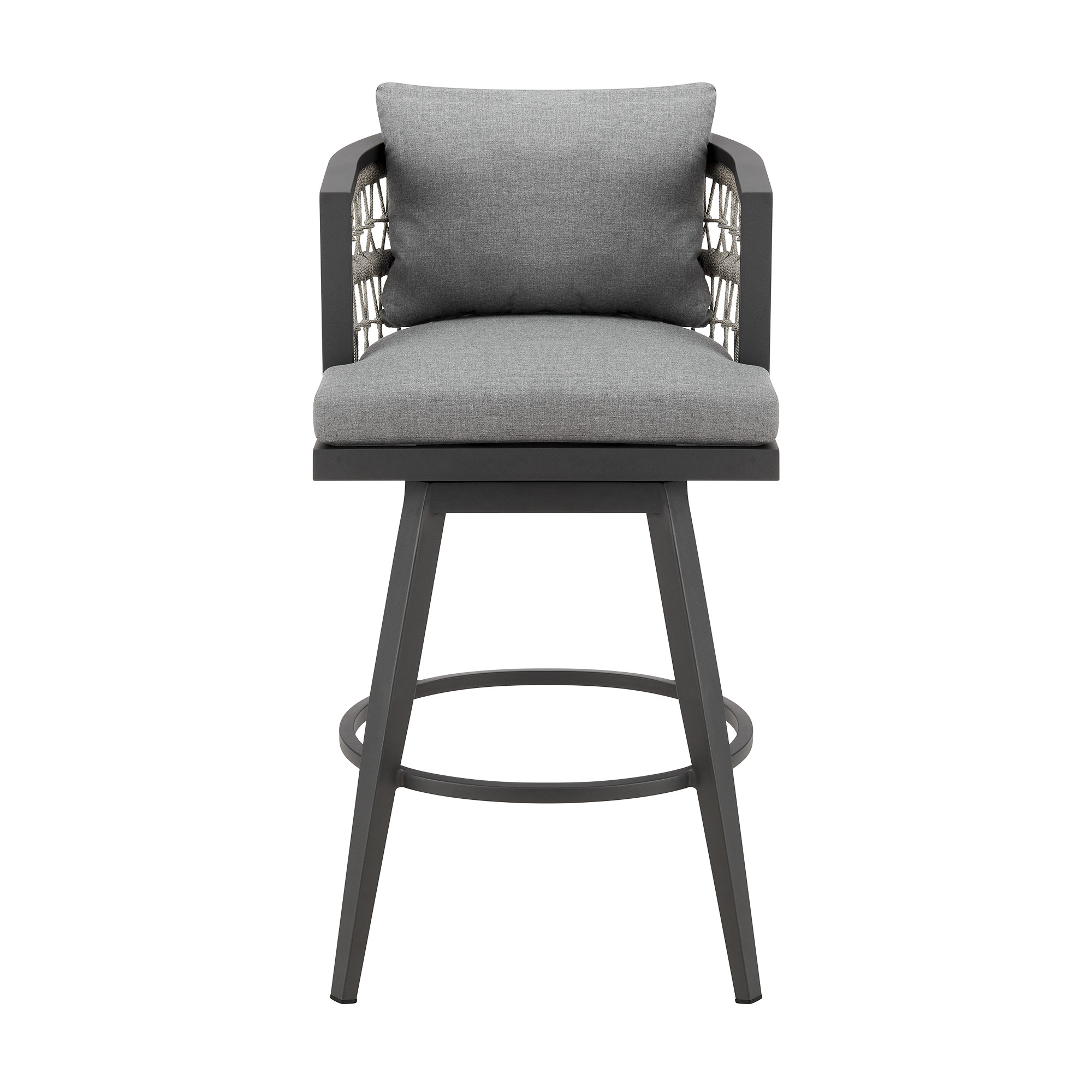 40" Gray Metal Swivel Outdoor Bar Stool with Footrest 12 40" Gray Metal Swivel Outdoor Bar Stool with Footrest