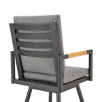 43 Inch Dark Gray Metal Swivel Outdoor Bar Stool With Footrest