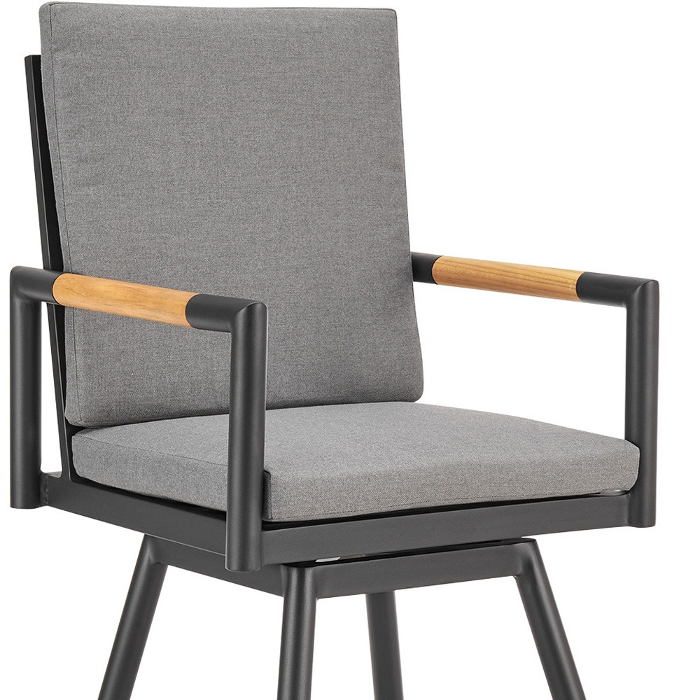 48-Inch Dark Gray Swivel Outdoor Bar Stool with Footrest 8 48-Inch Dark Gray Swivel Outdoor Bar Stool with Footrest - Image 8