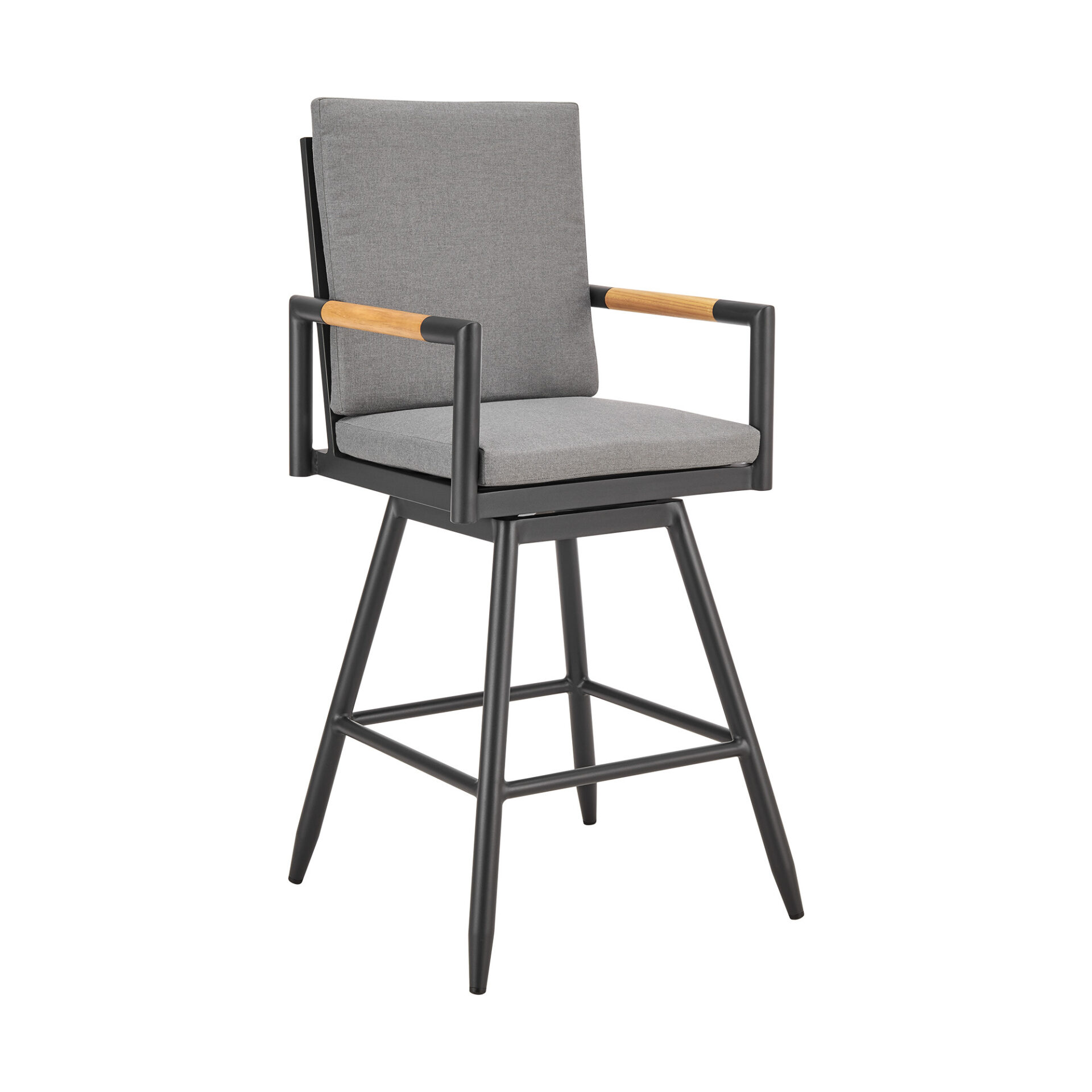 48-Inch Dark Gray Swivel Outdoor Bar Stool with Footrest 1 48-Inch Dark Gray Swivel Outdoor Bar Stool with Footrest