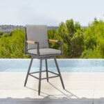 48-Inch Dark Gray Swivel Outdoor Bar Stool with Footrest 18 48-Inch Dark Gray Swivel Outdoor Bar Stool with Footrest