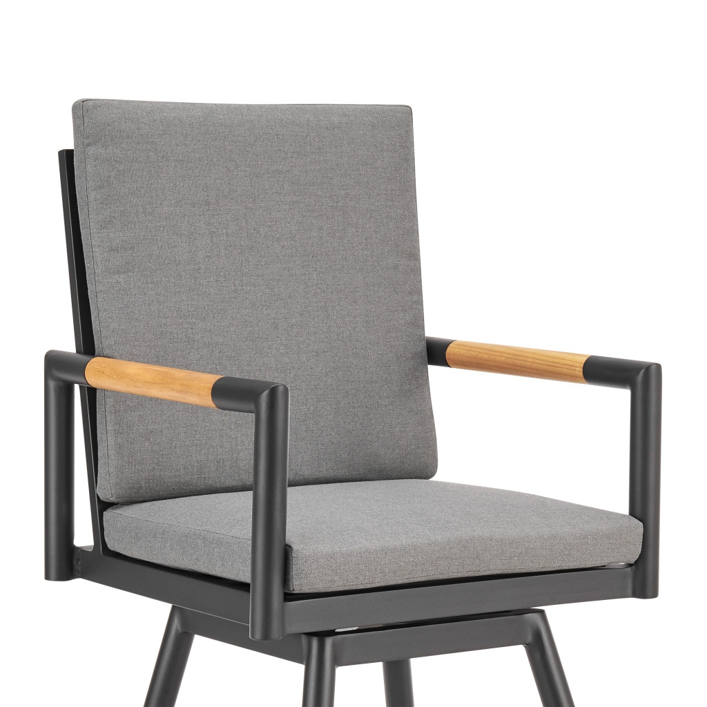 48-Inch Dark Gray Swivel Outdoor Bar Stool with Footrest 6 48-Inch Dark Gray Swivel Outdoor Bar Stool with Footrest - Image 6