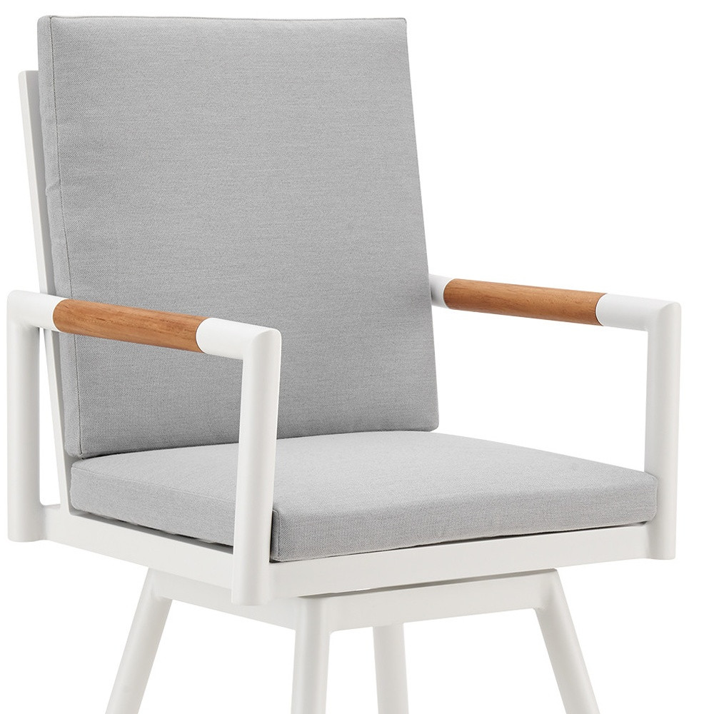 48-Inch Light Gray Metal Swivel Bar Stool with Footrest 7 48-Inch Light Gray Metal Swivel Bar Stool with Footrest - Image 7