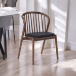 Brown and Black Oval Dining Set with Four Chairs & PU Leather Seating