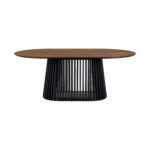 Brown and Black Oval Dining Set with Four Chairs & PU Leather Seating