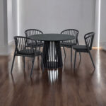 Modern Black Round Dining Set with Four Chairs