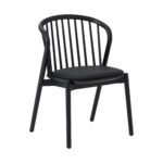Modern Black Round Dining Set with Four Chairs