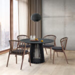 Black Round Dining Set with 4 Chairs, Modern Style