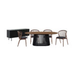 79” Modern Oval Dining Set with Sideboard, Set of 6