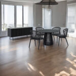 Black Round Dining Set with Sideboard and 4 Chairs