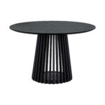 47” Black Round Dining Set with Sideboard and 4 Chairs