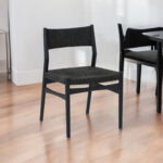 Brown and Black Oval Dining Set with Four Chairs & Paper Cord Seating