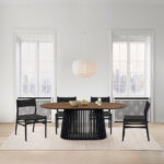 Brown and Black Oval Dining Set with Four Chairs & Paper Cord Seating