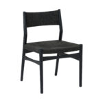 Brown and Black Oval Dining Set with Four Chairs & Paper Cord Seating