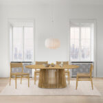 79” Modern Oak Oval Dining Table and 4 Chairs Set