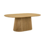 79” Modern Oak Oval Dining Table and 4 Chairs Set