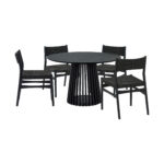 Black Round Dining Set with Four Chairs, Modern Style