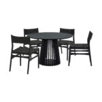 Black Round Dining Set with Four Chairs, Modern Style