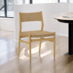 47” Round Oak Dining Set with Four Chairs, Modern Style