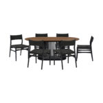 Oval Brown and Black Dining Set with Six Chairs