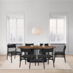 Oval Brown and Black Dining Set with Six Chairs