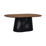 Oval Brown and Black Dining Set with Six Chairs