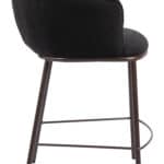 Black & Bronze Counter Stool with Teddy Fabric and Armrests