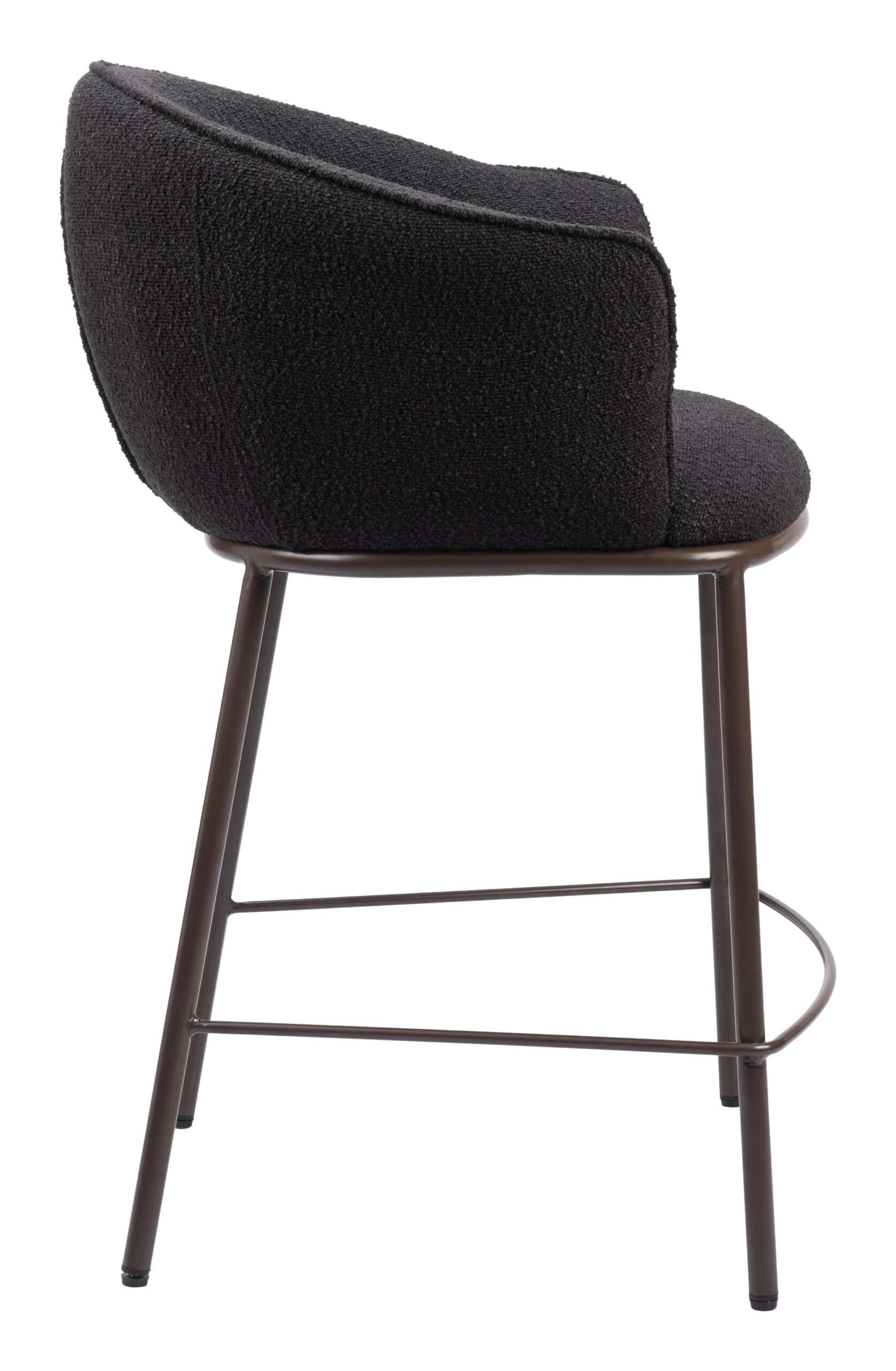 Black & Bronze Counter Stool with Teddy Fabric and Armrests 13 Black & Bronze Counter Stool with Teddy Fabric and Armrests