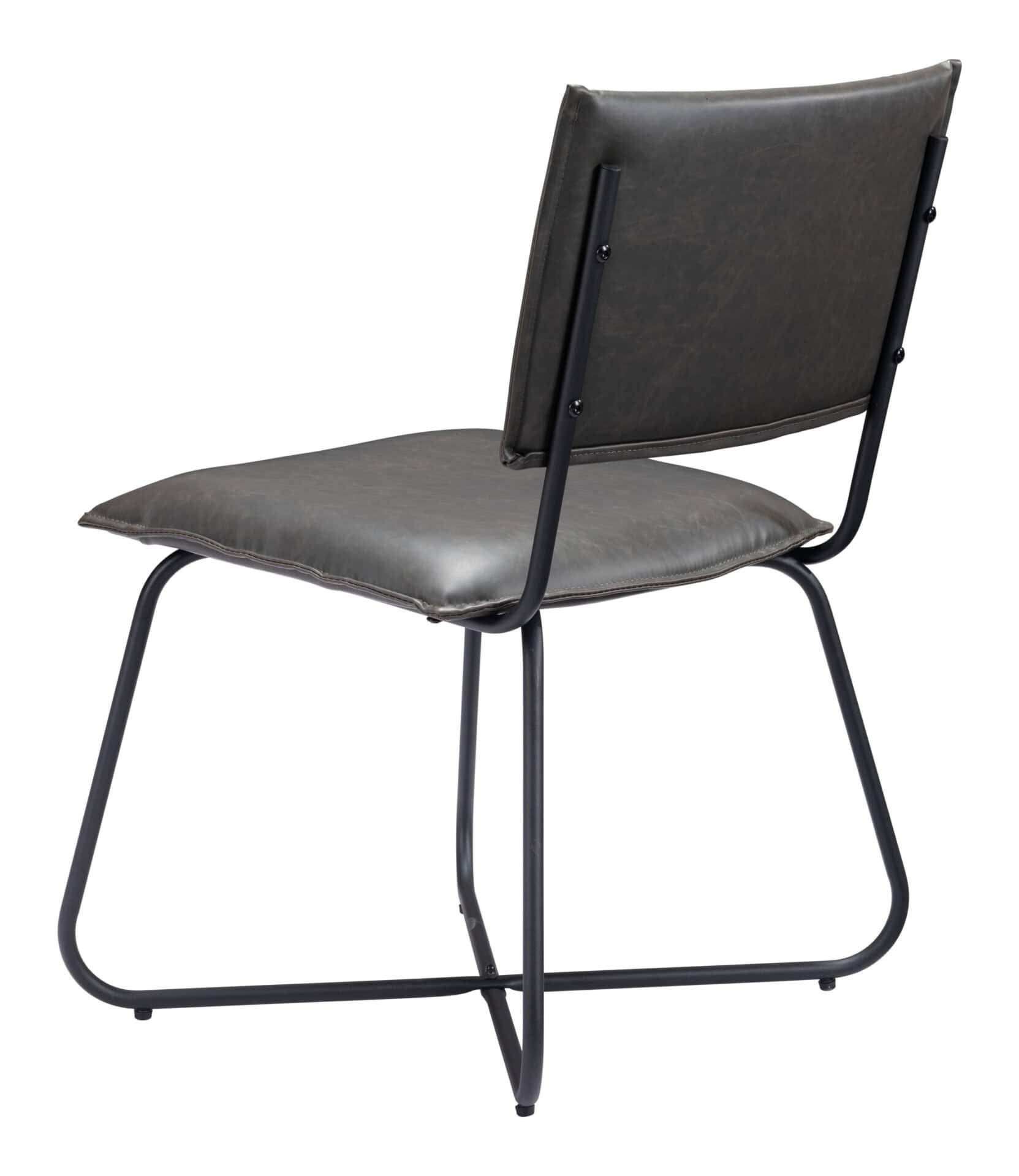 Modern Gray Faux Leather Dining Chairs with Steel Legs (Set of 2) 8 Modern Gray Faux Leather Dining Chairs with Steel Legs (Set of 2) - Image 8